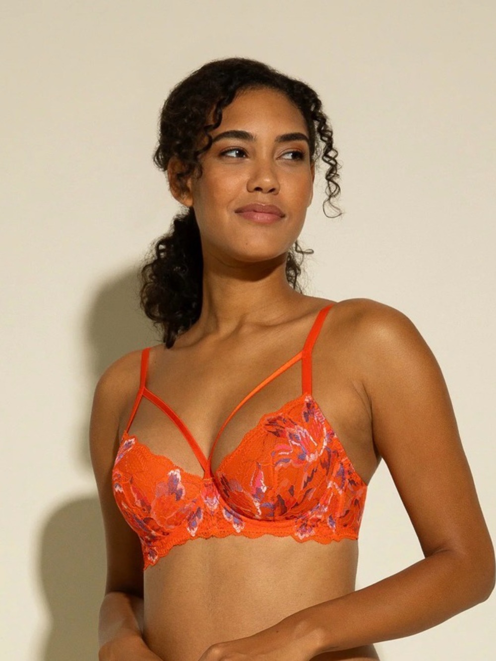 NWT Cosabella Orange Floral Lace Bra Sz 34D